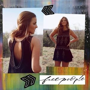 FREE PEOPLE 🖤 Beaded Black Swing Dress